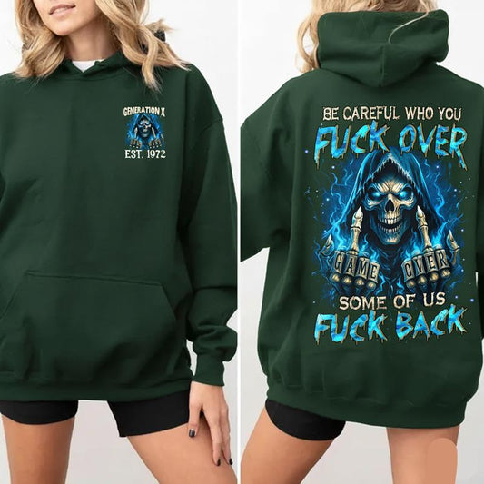 Personalization Gen X FAFO Hoodie, Be Careful Who You F Over Raised on Hose Water and Neglect, 100% Cotton, Two-Sided Print Design Menswear Shirt Casual Classic