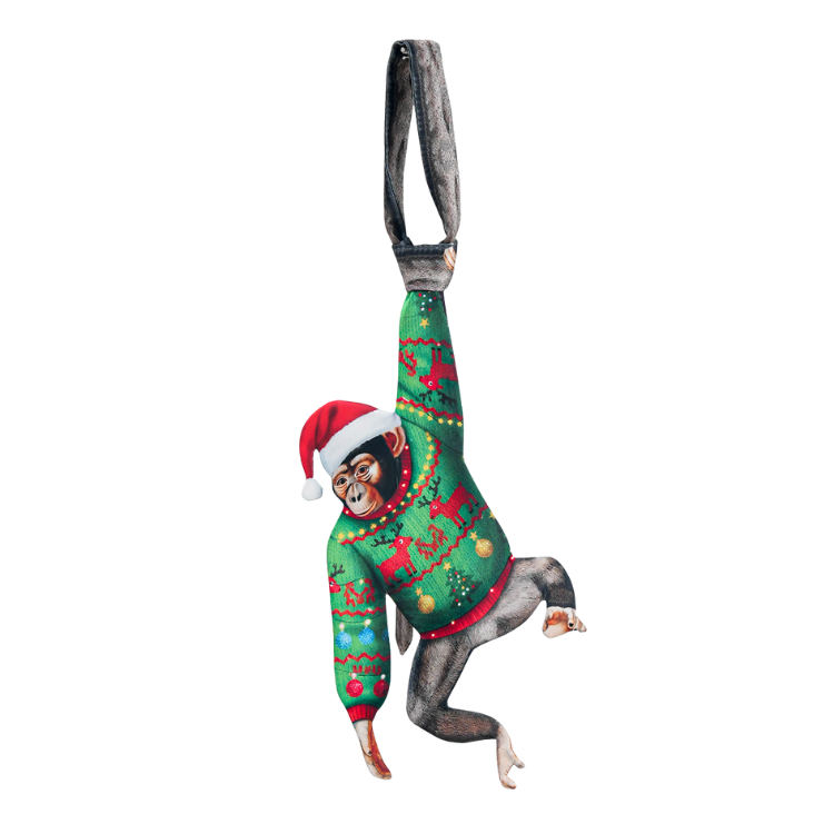 Christmas Monkey Novelty Tie β Funny Animal Tie, Holiday Gift, Taffeta Silk