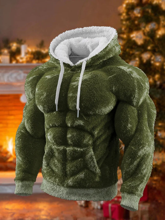 Vintage Christmas Santa Men's Hooded Flannel Sweatshirt