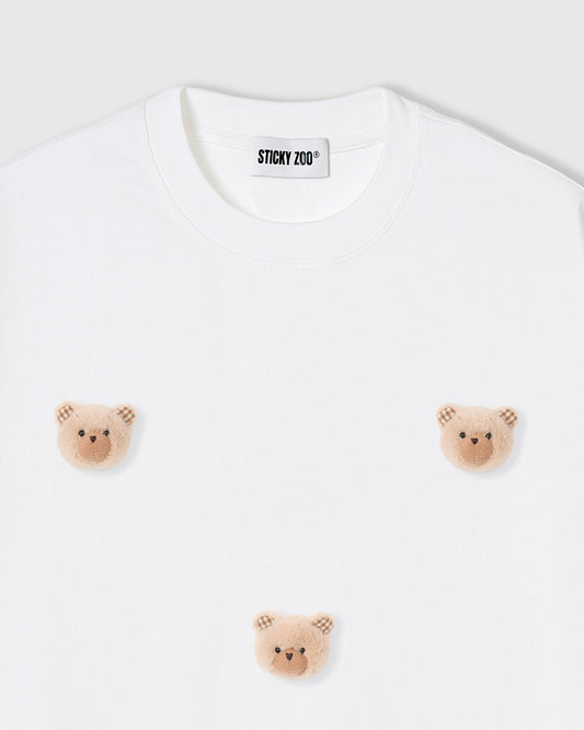 KHAKI TEDDY CHECK-EAR CHARM T-SHIRT