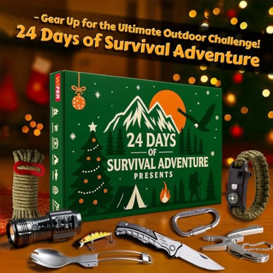 Survival Kit Advent Calendar 2025 for Men 24 Days Christmas Countdown Survival Tools for Adult Teen Xmas Holiday Surprise Gifts