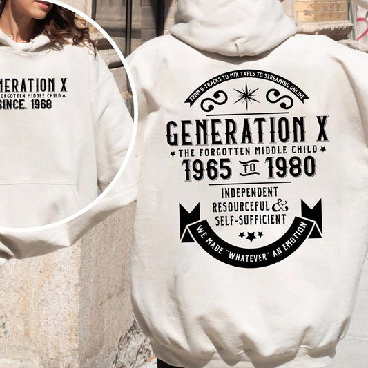 HOODIE Generation X Custom Year New Version, Custom Year Of Birth Shirt, Generation X T Shirt - 100% Cotton Menswear Unisex Menswear Unisex