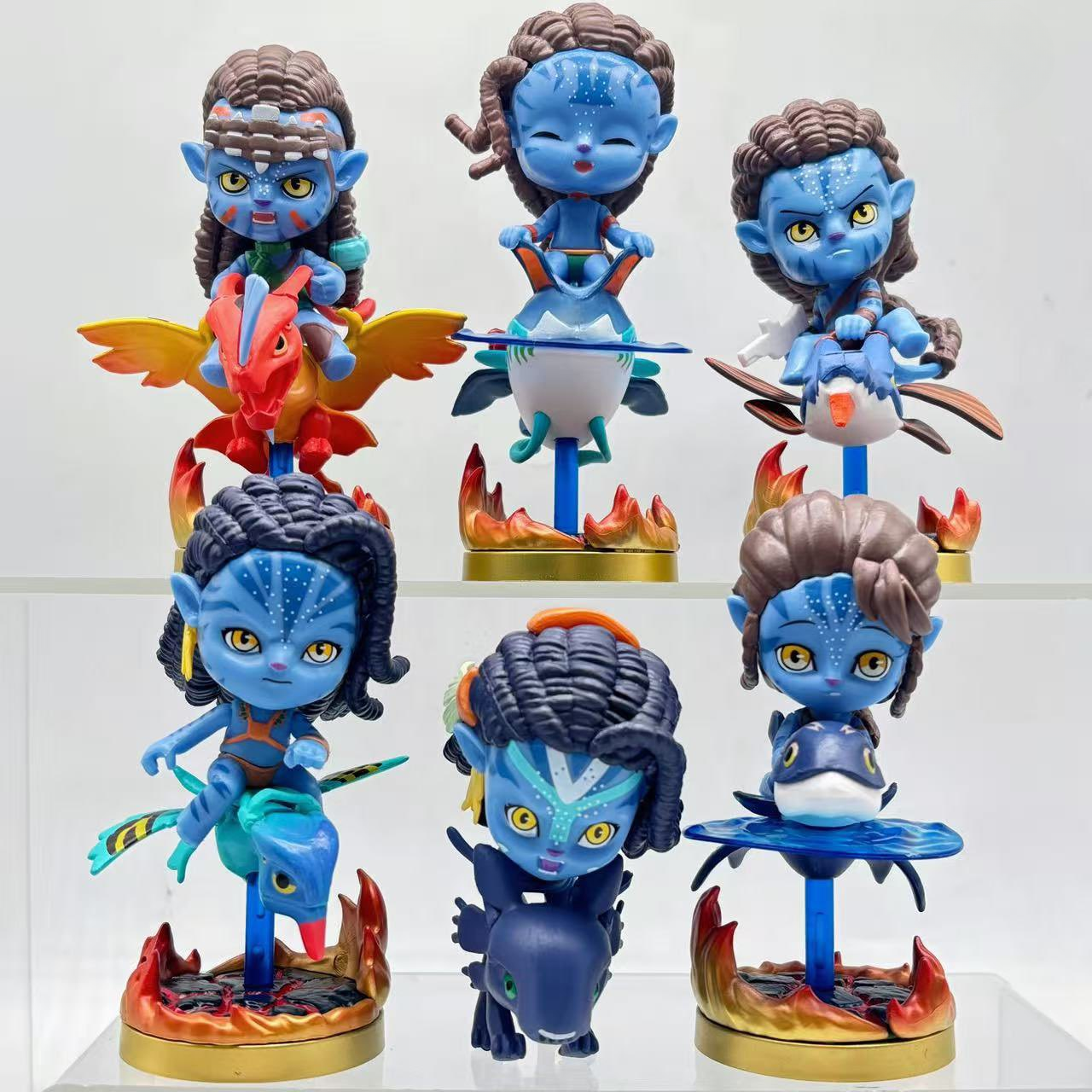 Fire and Ash Chibi Figures - 6pcs Set with Volcanic Lava Base (8-12cm)