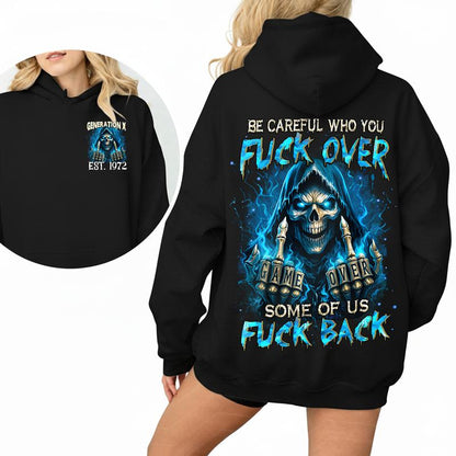 Personalization Gen X FAFO Hoodie, Be Careful Who You F Over Raised on Hose Water and Neglect, 100% Cotton, Two-Sided Print  Design Menswear Shirt Casual Classic