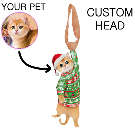 Custom Pet Christmas Tie - Custom Cat With Chistmas Sweater