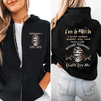 Personalization Generation X Skull Hoodie , The Good Girl Gen X FAFO Hoodie, Raised on Hose Water and Neglect, 100% Cotton, Two-Sided Design Menswear Shirt (Copy)