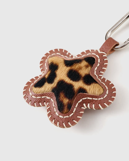 COWHIDE STAR LEOPARD STACK CHARM