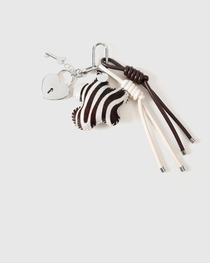 COWHIDE STAR ZEBRA STACK CHARM