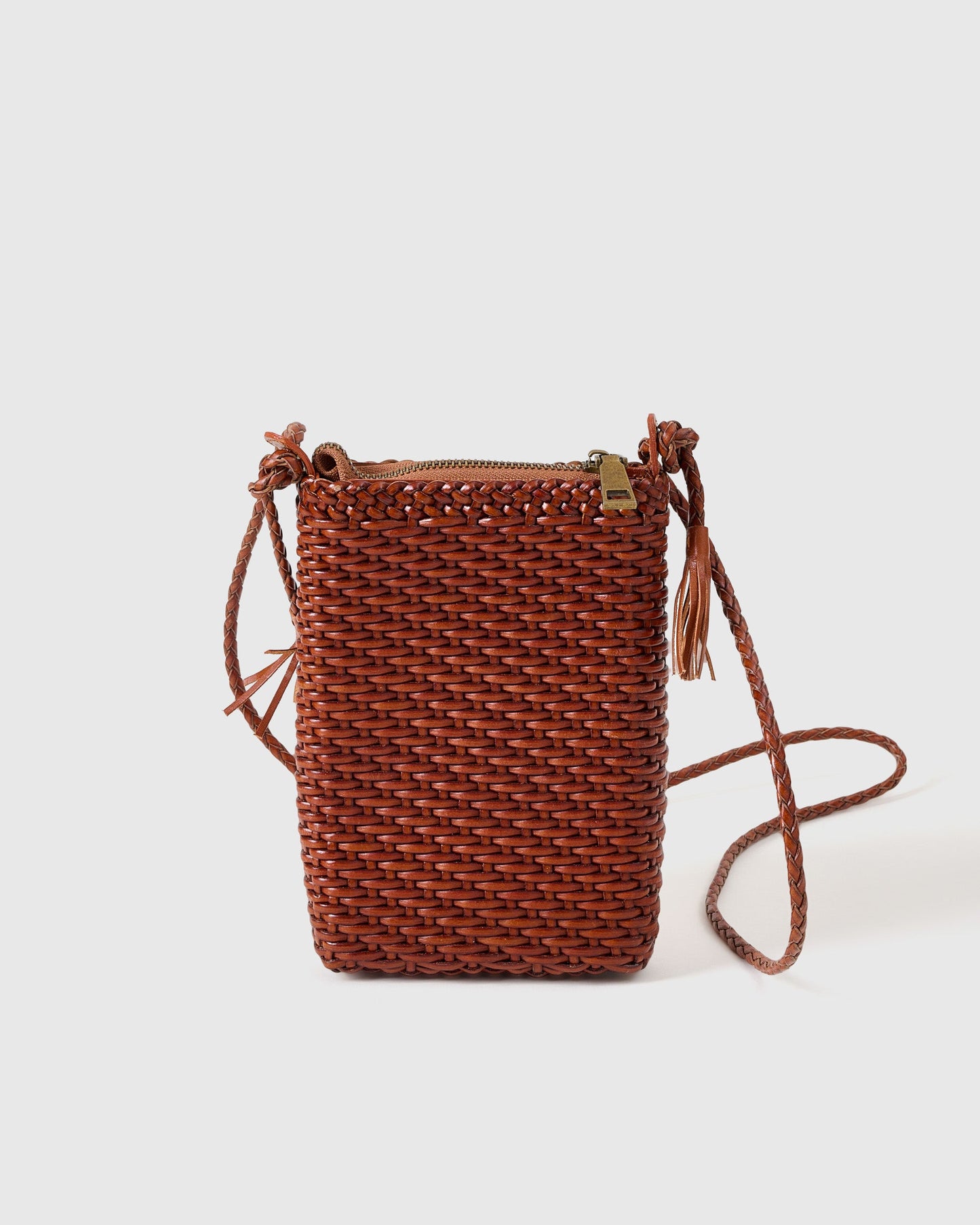 BRAIDED LEATHER PHONE CROSSBODY