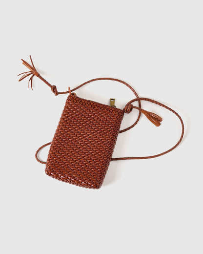 BRAIDED LEATHER PHONE CROSSBODY