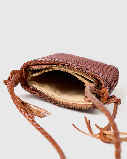 BRAIDED LEATHER PHONE CROSSBODY