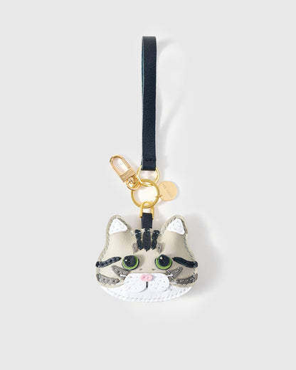 AMERICAN SHORTHAIR CAT CHARM – SILVER TABBY EDITION