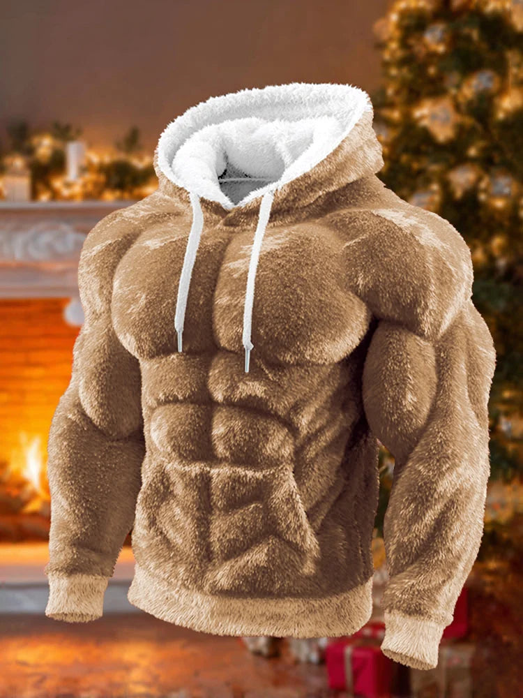 Vintage Christmas Santa Men's Hooded Flannel Sweatshirt