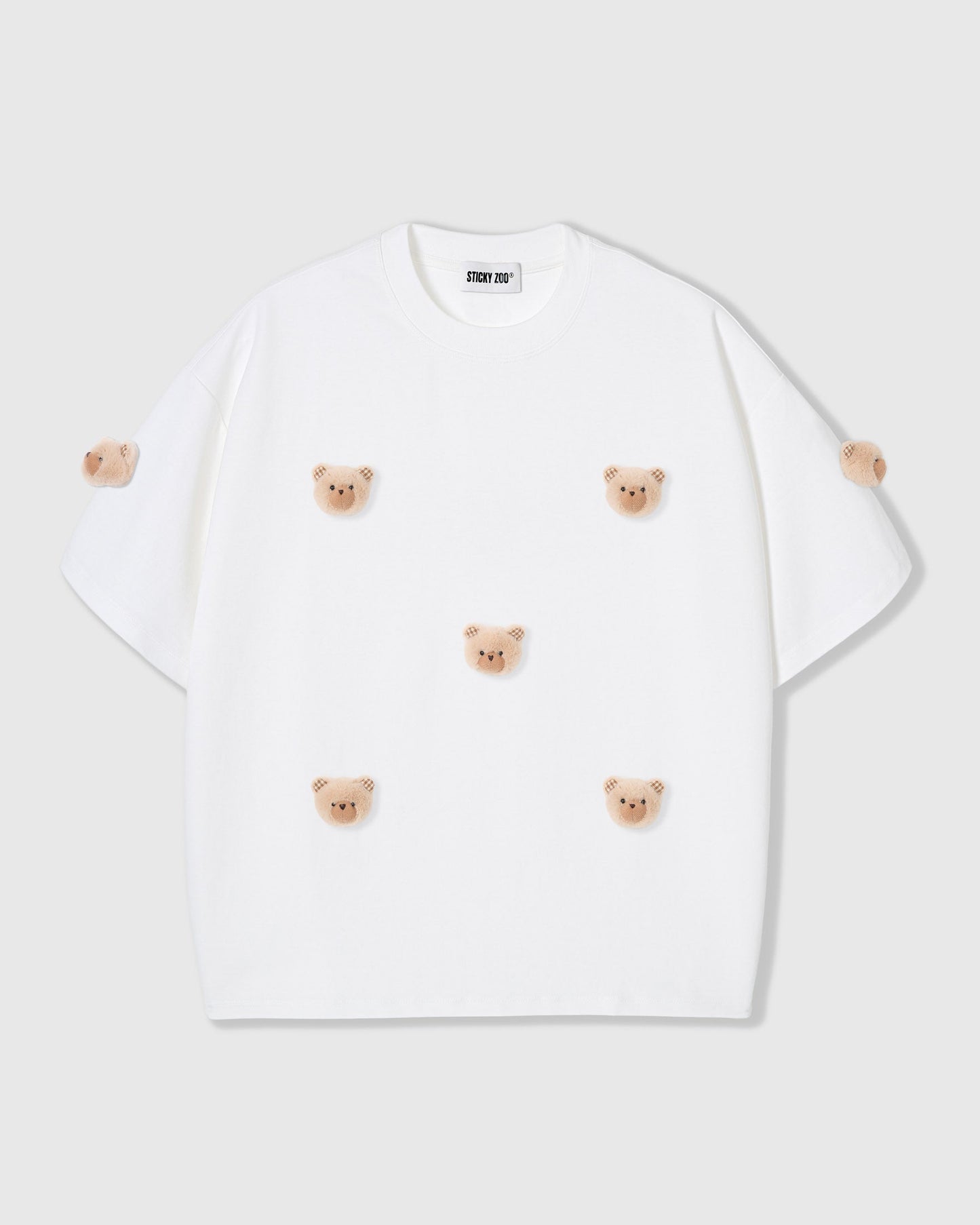 KHAKI TEDDY CHECK-EAR CHARM T-SHIRT