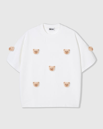 KHAKI TEDDY CHECK-EAR CHARM T-SHIRT