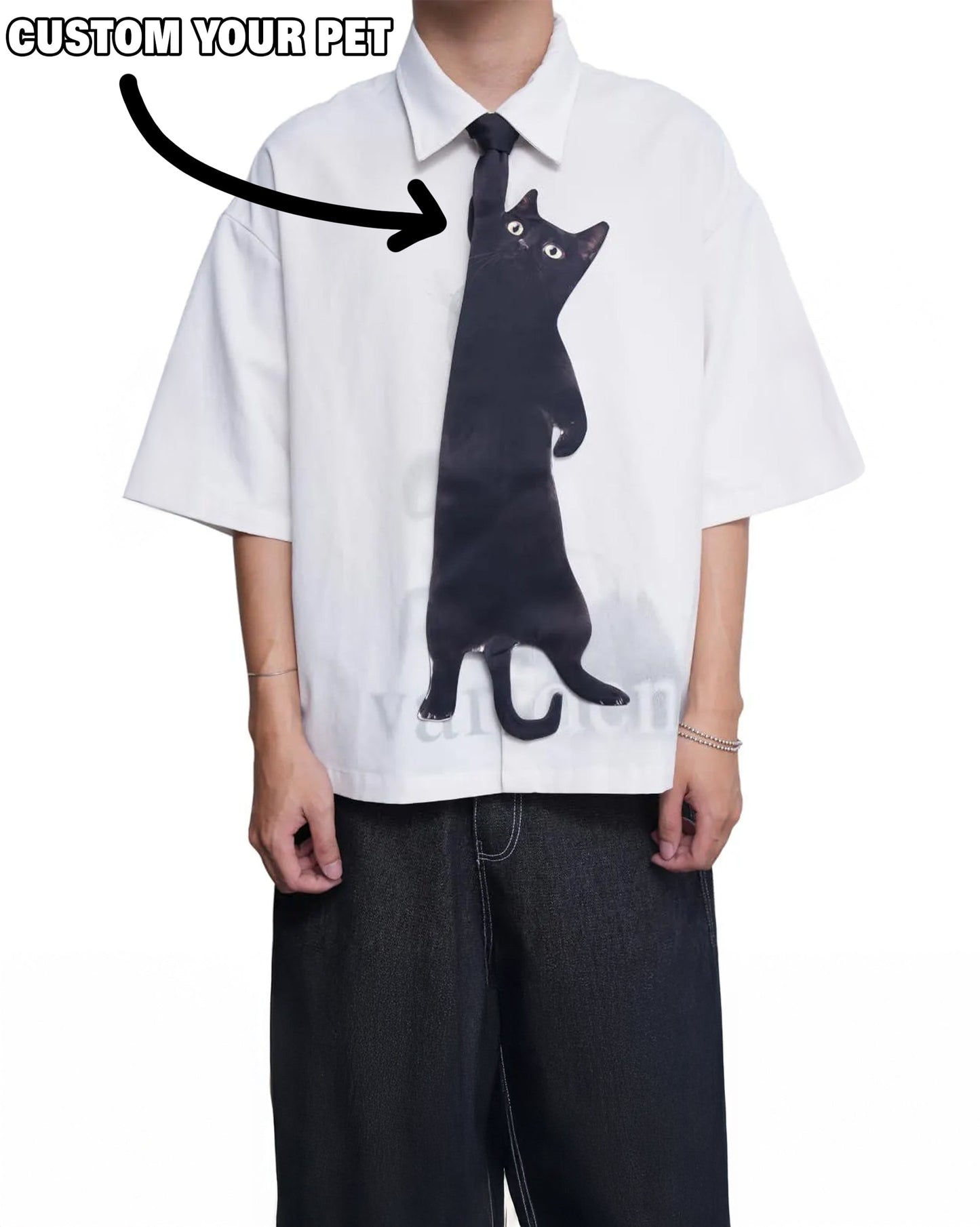 Custom Pet Christmas Tie - Custom Basic Cat, Silk Tie, Pet Tie.