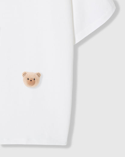 KHAKI TEDDY CHECK-EAR CHARM T-SHIRT