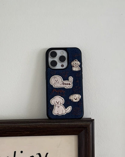 PUPPY DENIM EMBROIDERED CASE