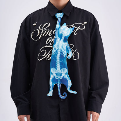 Animals Ties X-ray Cat Tie, Vintage Tie, Novelty Tie, Tie Accessories Holiday Gift, Tie Gift, Tie Accessories