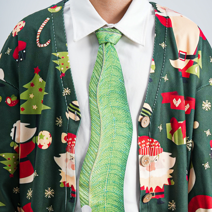 Christmas Novelty Fish-Shaped Tie – Green Eel/Sea Fish Design – Funny Gift for Men – Tie Accessories