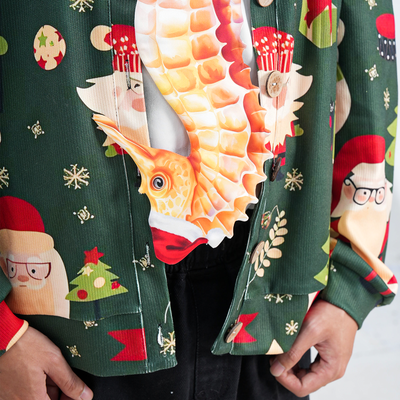 Christmas Novelty Seahorse Tie – Orange Animals Shape Necktie – Funny Holiday Gift for Men