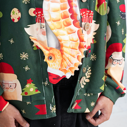 Christmas Novelty Seahorse Tie – Orange Animals Shape Necktie – Funny Holiday Gift for Men