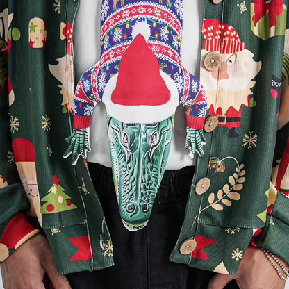 Christmas Novelty Tie – Alligator Shape in Taffeta Silk – Funny Holiday Gift for Men