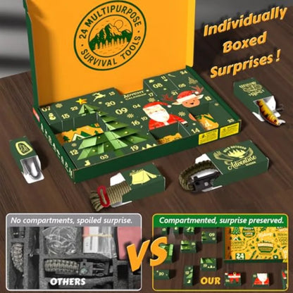 Survival Kit Advent Calendar 2025 for Men 24 Days Christmas Countdown Survival Tools for Adult Teen Xmas Holiday Surprise Gifts