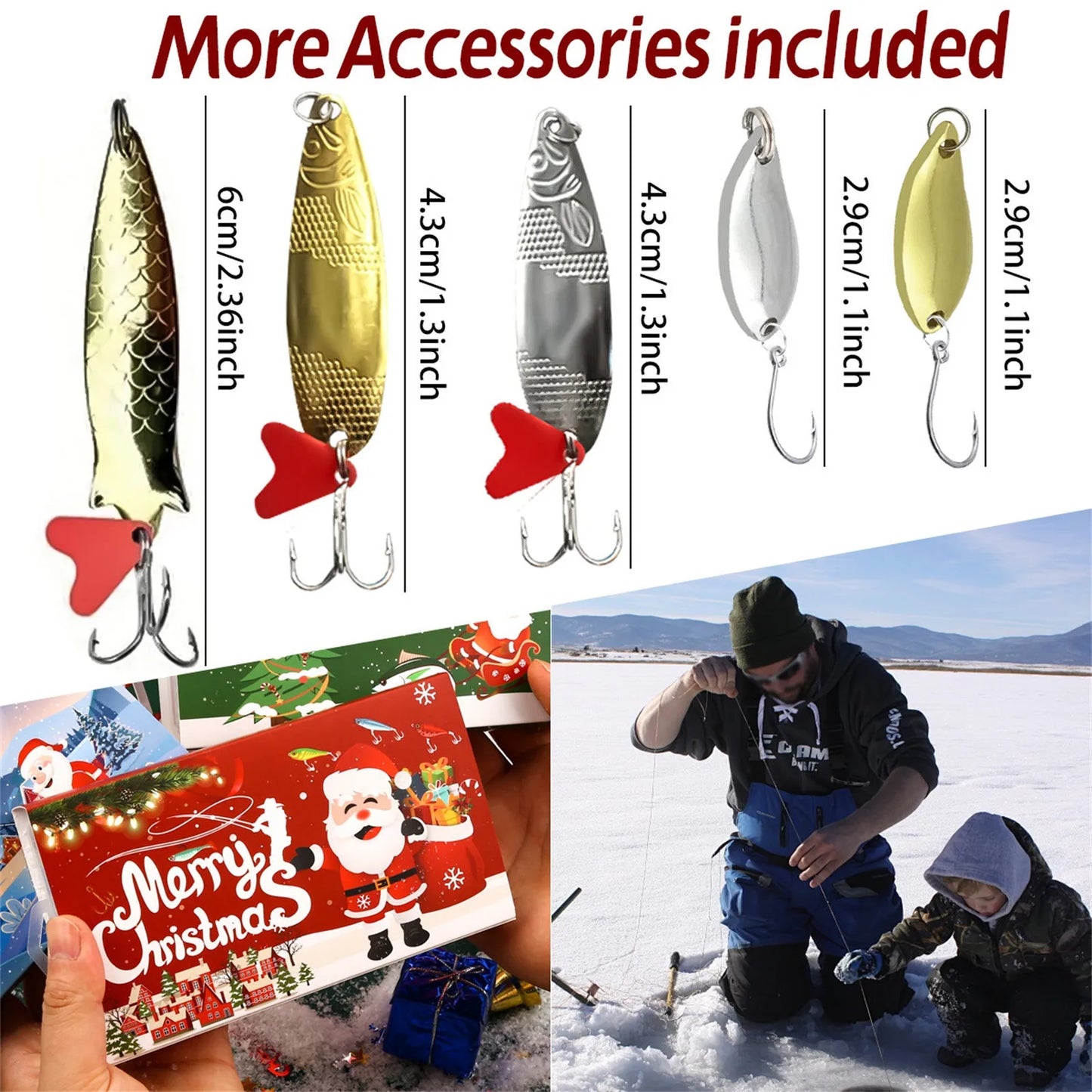 Christmas Advent Calendar Fishing Countdown, Fishing Tackle Advent Calendar For Fish Adult Men Teen Boys, 2025 Surprise Gift
