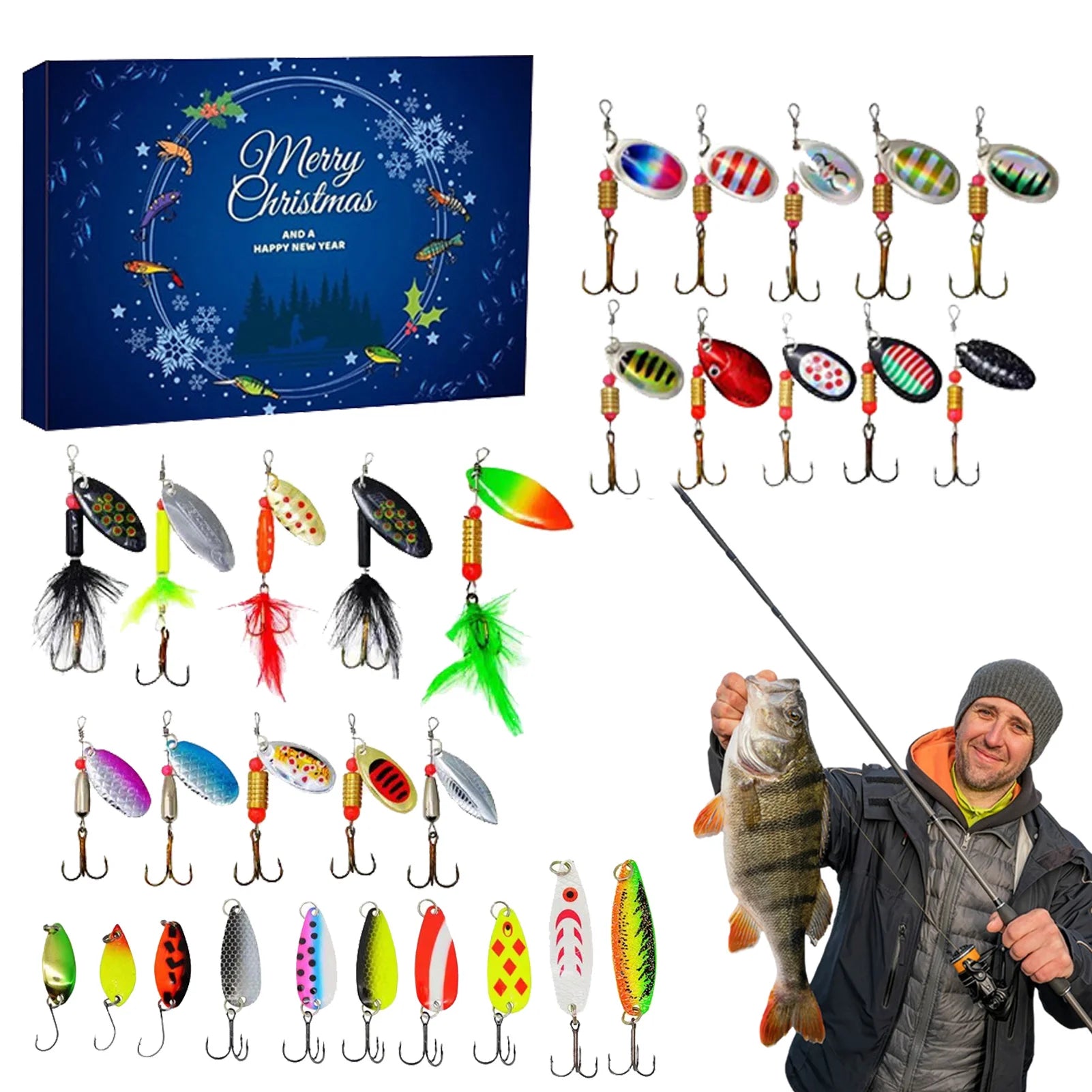24 Days Christmas Advent Calendar Fishing Set Surprise Gift For Adult Men Boys Xmas New Year Mystery Box Countdown Calendar