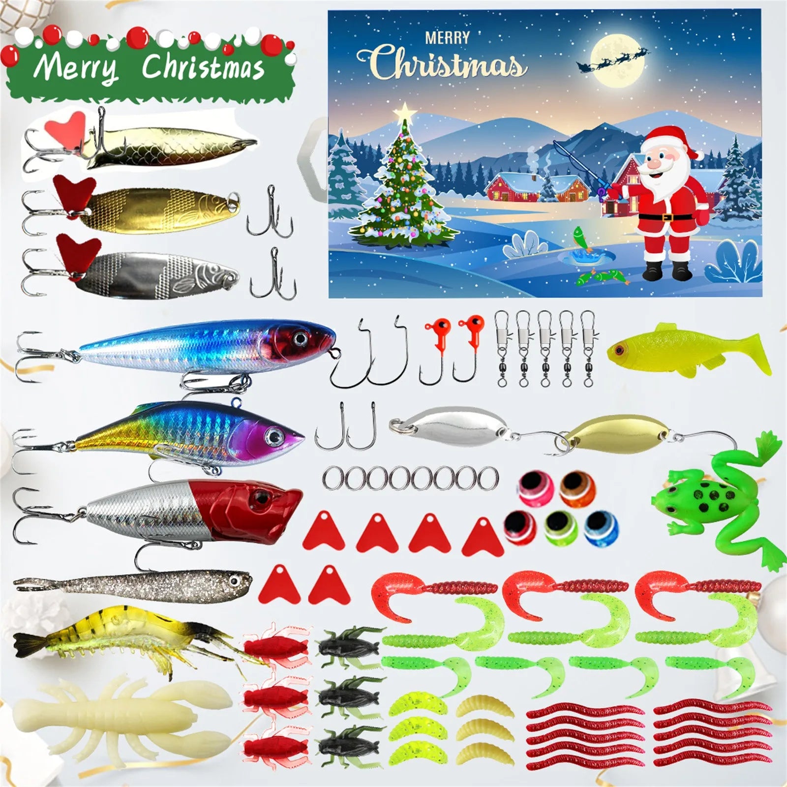 Christmas Advent Calendar Fishing Countdown, Fishing Tackle Advent Calendar For Fish Adult Men Teen Boys, 2025 Surprise Gift