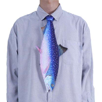 Animals Tie Shaped Novelty Tie, Blue Salmon fish Shaped Tie, Vintage Holiday Gift, Tie Gift, Tie Accessories