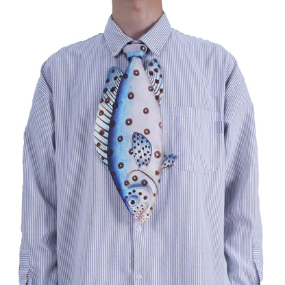 Animals Tie Shaped Novelty Tie, Blue Grouper fish Shaped Tie, Vintage Holiday Gift, Tie Gift, Tie Accessories