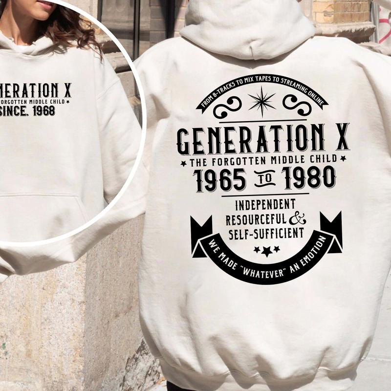 HOODIE Generation X Custom Year New Version, Custom Year Of Birth Shirt,  Generation X T Shirt - 100% Cotton Menswear Unisex Menswear Unisex