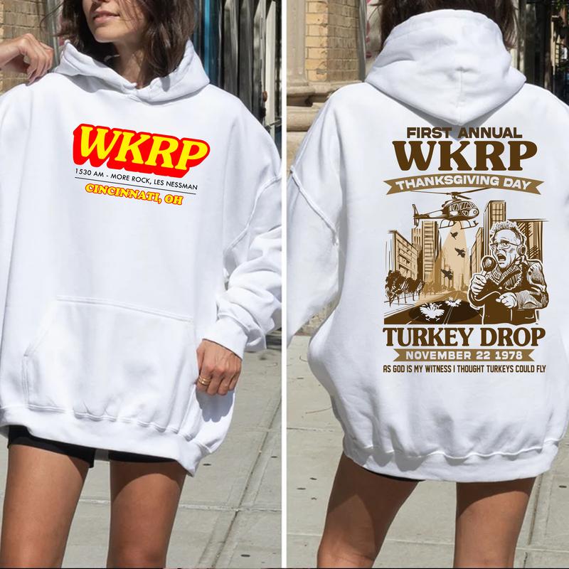 WKRP First Annual Thanksgiving Day WKRP Turkey Drop Shirt, In Cincinnati Movie Sweater, Happy Thanksgiving Shirt, Drop Turkey Tee Cotton Top
