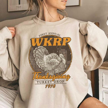 First Annual Thanksgiving Day Turkey Sweatshirt, In Cincinnati Movie Sweater, Thanksgiving Gift, Happy Thanksgiving Shirt, Drop Turkey Cotton Short