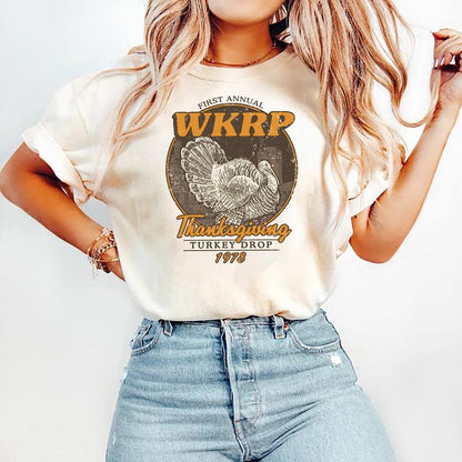 First Annual Thanksgiving Day Turkey Sweatshirt, In Cincinnati Movie Sweater, Thanksgiving Gift, Happy Thanksgiving Shirt, Drop Turkey Cotton Short