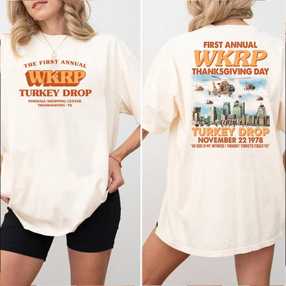 Wkrp Thanksgiving Day Turkey Drop Hoodie - Happy Thanksgiving Soft Fabric Pullover Sweatshirt with Collar and Stretch Love, For Men