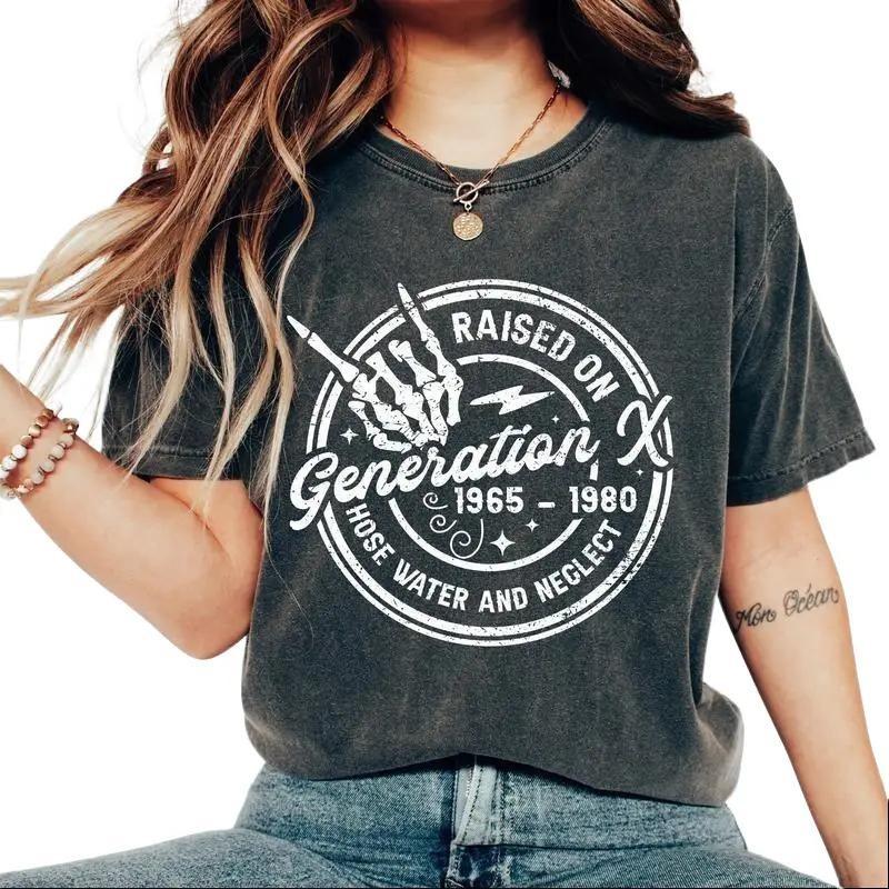 Gen X Raised On Hose Water And Neglect Shirt, Vintage Inspired Shirt, Nostalgic Gift, Funny Women Shirt Comfort Cotton