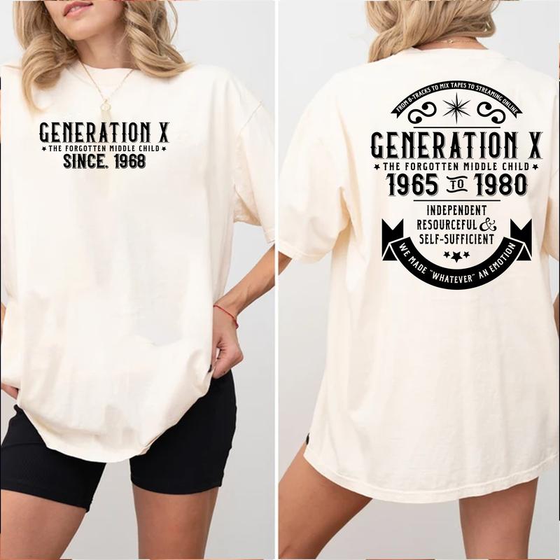 T-SHIRT Generation X Custom Year New Version, Custom Year Of Birth Shirt, Christmas Generation X T Shirt - 100% Cotton Top Unisex Comfort Womenswear