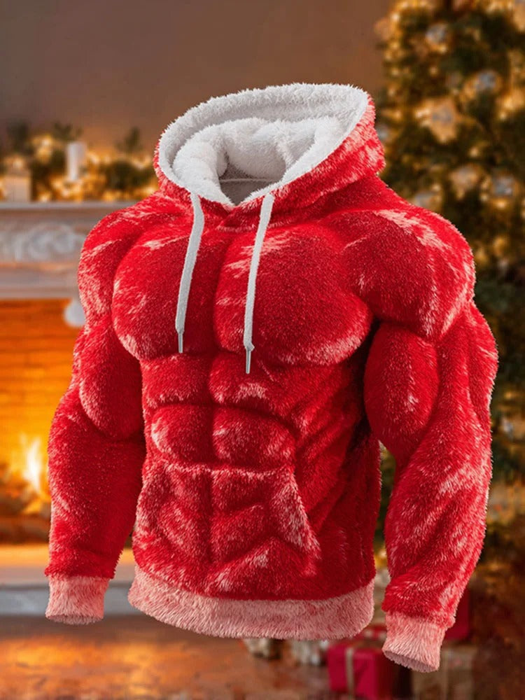 Vintage Christmas Santa Men's Hooded Flannel Sweatshirt