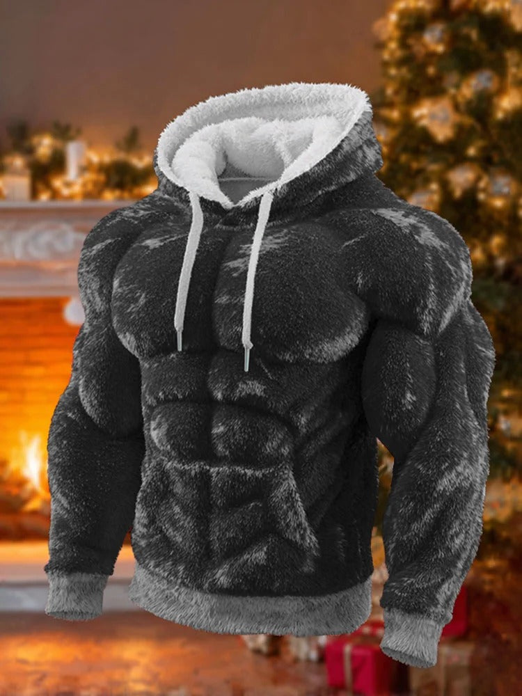 Vintage Christmas Santa Men's Hooded Flannel Sweatshirt