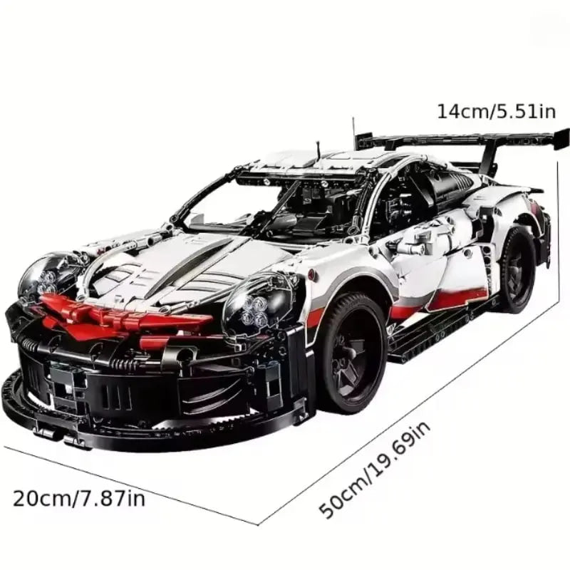 1580+ pieces of 1:10 assembled building blocks, 911-compatible 42096 sports model MOC toys, Model Car Kit, decorative adult gifts